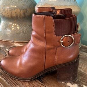 ALDO - COGNAC LEATHER ANKLE BOOTS